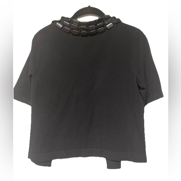 NWOT Anne Klein Short Sleeved Sweater Jacket Cardigan Black Size PS designer - Picture 3 of 8